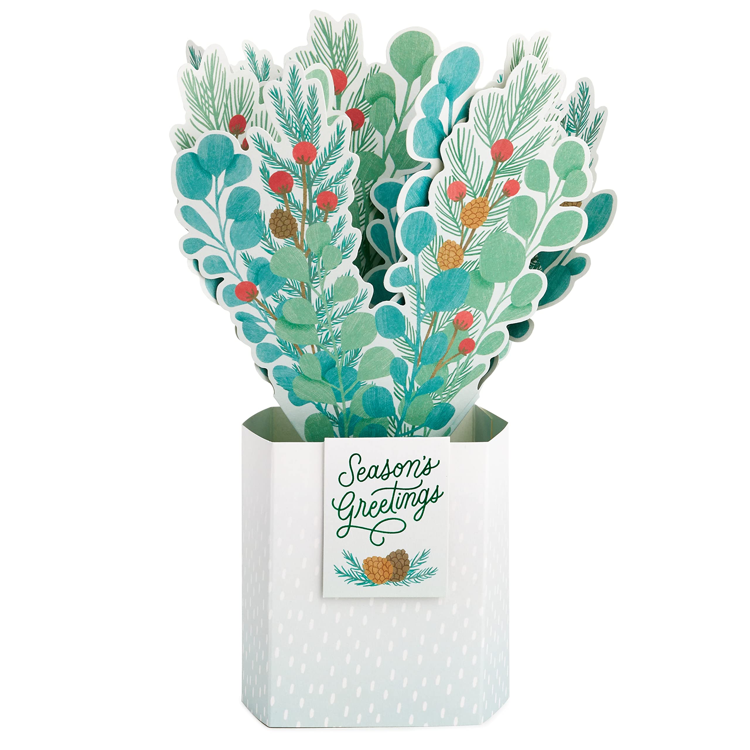 Hallmark Paper Wonder Christmas Card - Pop-Up Paper Plant Bouquet Design