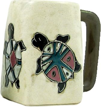 One 1 MARA STONEWARE COLLECTION - 12 Oz Coffee Cup Collectible Square Bottom Dinner Mug - Desert Turtle Design