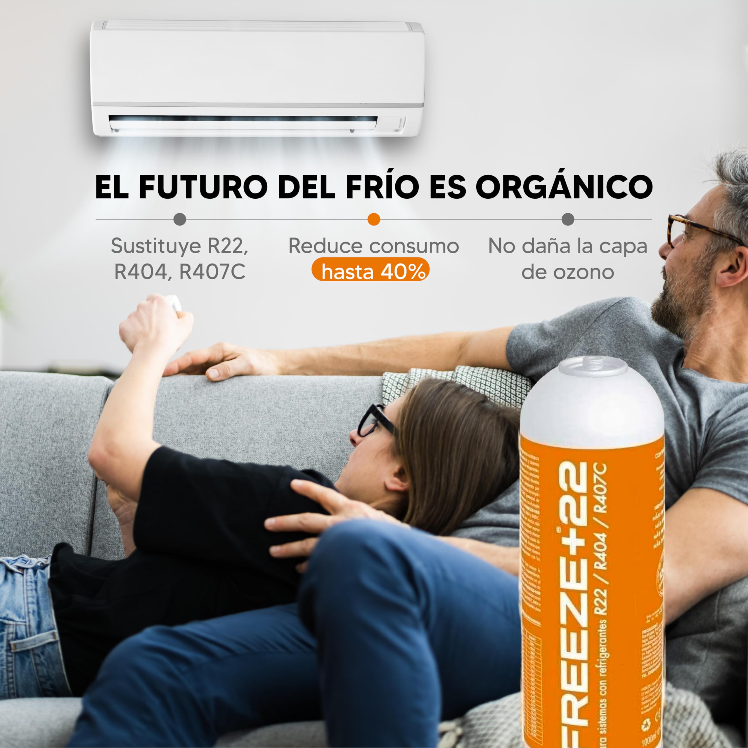 REPORSHOP Gas Refrigerante Orgánico Freeze para Recarga de Aire Acondicionado Coche con Válvula - Sustituto para Sistemas con Gas R22, R404 y R407C - Kit Gas Aire Acondicionado Coche Ecológico