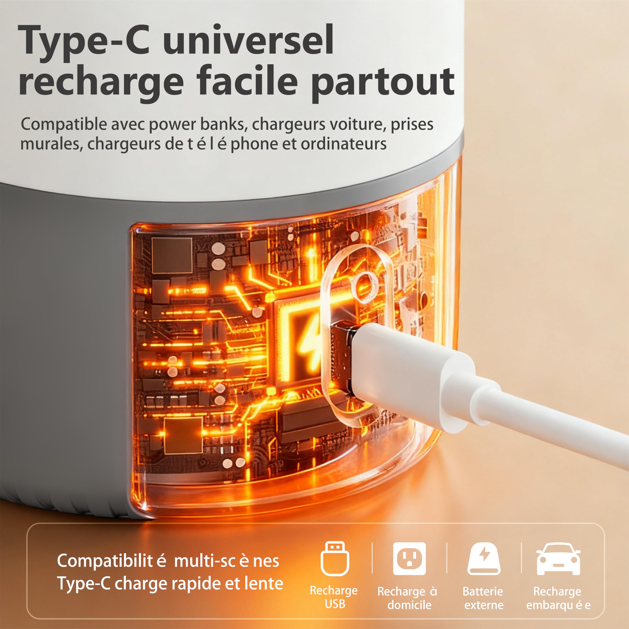 Chauffe Biberon Portable Sans Fil 500ml, Batterie 12000mAh, Chauffe Rapide 3 Min, Température Réglable 37-100°C, Rechargeable Type-C, Inox 316L, Idéal Voyage/Voiture/Nuit