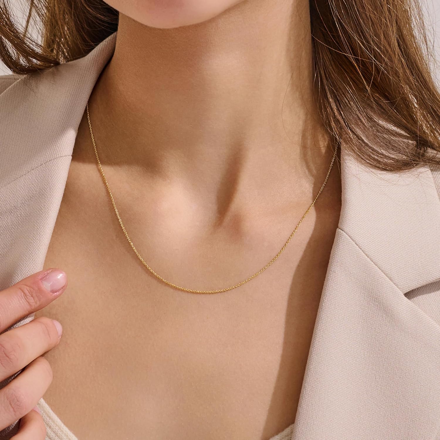 1mm Gold Cable Link Chain Necklace 14K Gold Chains for Men & Women Dainty Non-tarnish Necklace Unisex Gold Jewelry Gifts Sweat Proof and Fade Resistant Lifetime Quality(18-24Inches) - Image 2