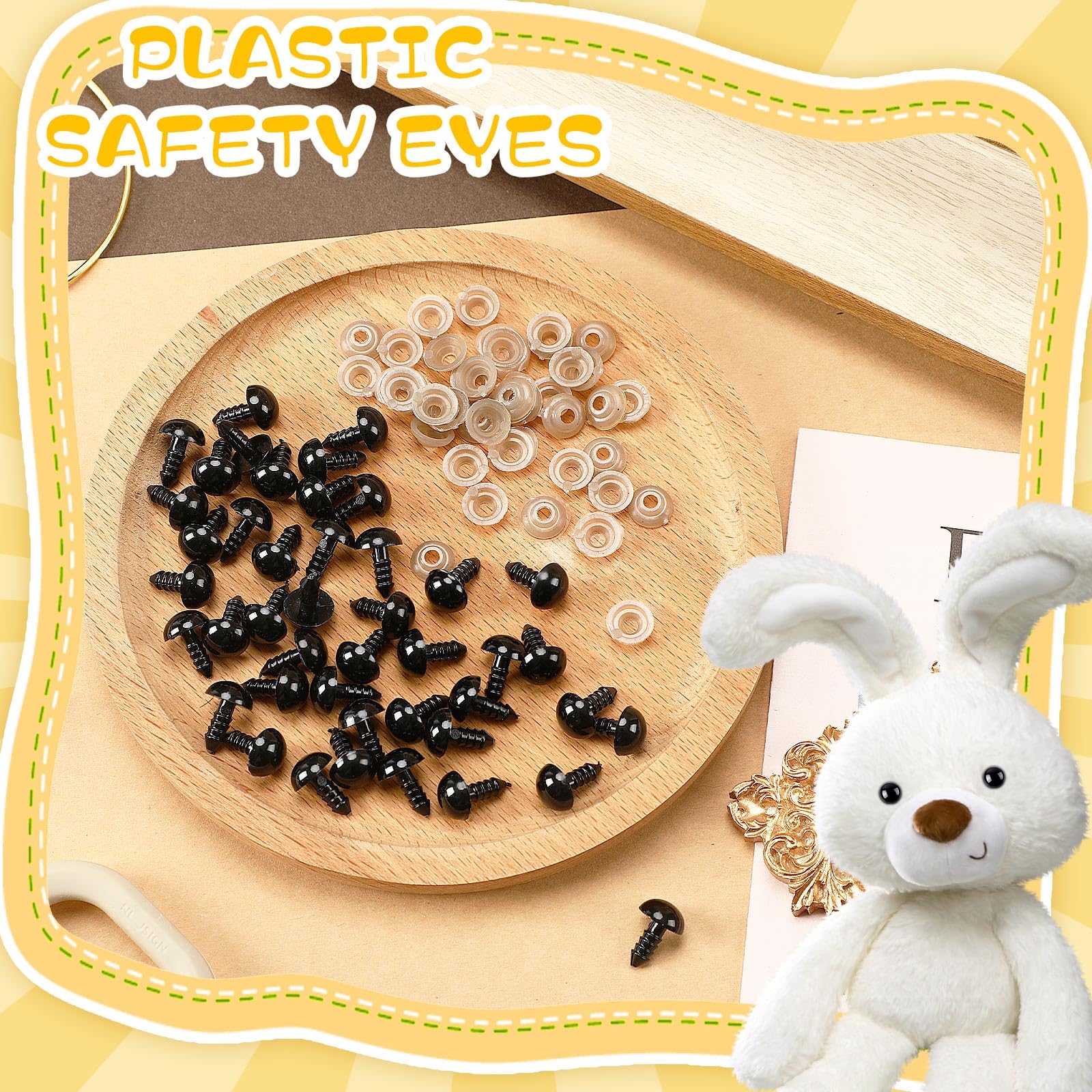 Celloexpress 10mm Mixed Cats Eyes With Plastic Backs - Safety