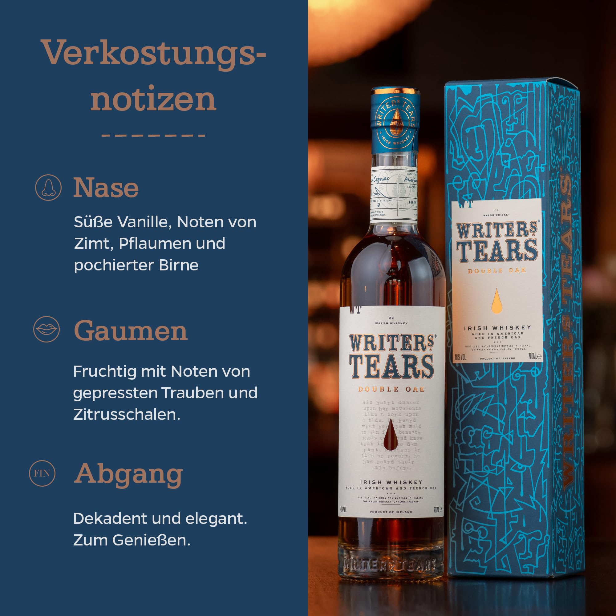 Writer's Tears DOUBLE OAK Irish Whiskey 46% Vol. 0,7l in Giftbox