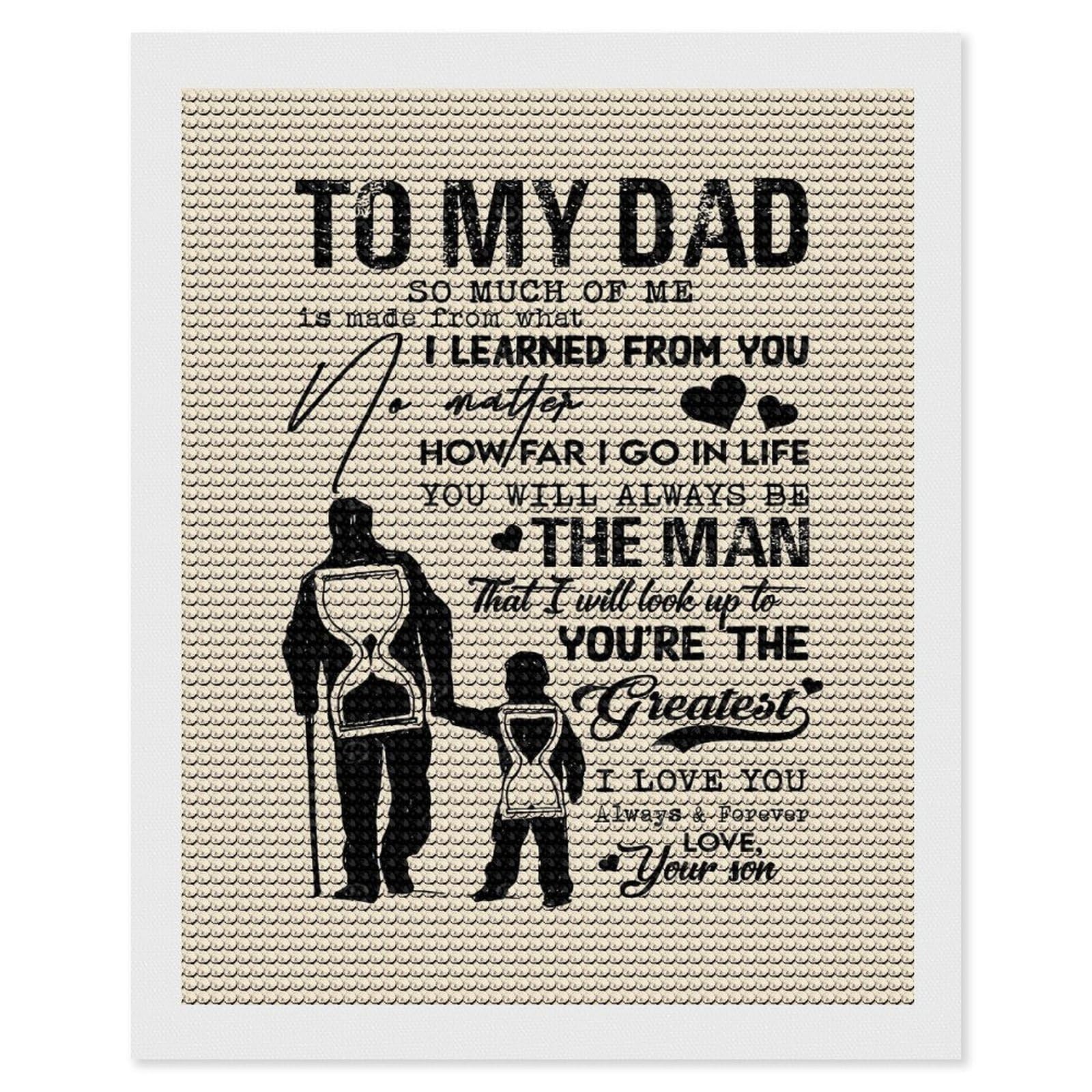 Junmoney to My Dad Gift from Son(3) DIY Diamond Art Canvas Kit 16"x20", Relaxing DIY, Sparkling Crystal Beads, Vintage Style Decor, Holiday Gift Idea