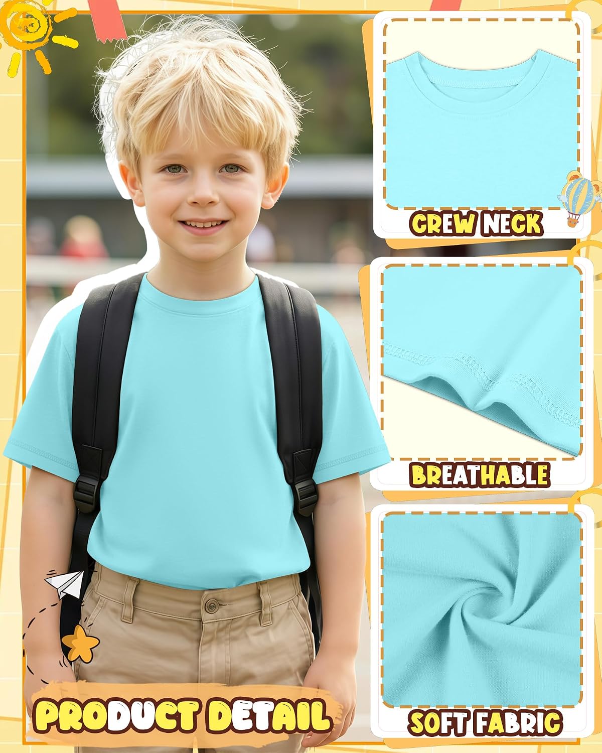 Oakgarden 3 Pack Baby Boys' Short Sleeve T-Shirts 18M-5T Toddler Crewneck Loose Casual Basic Tees Infant Pullover Summer Tops
