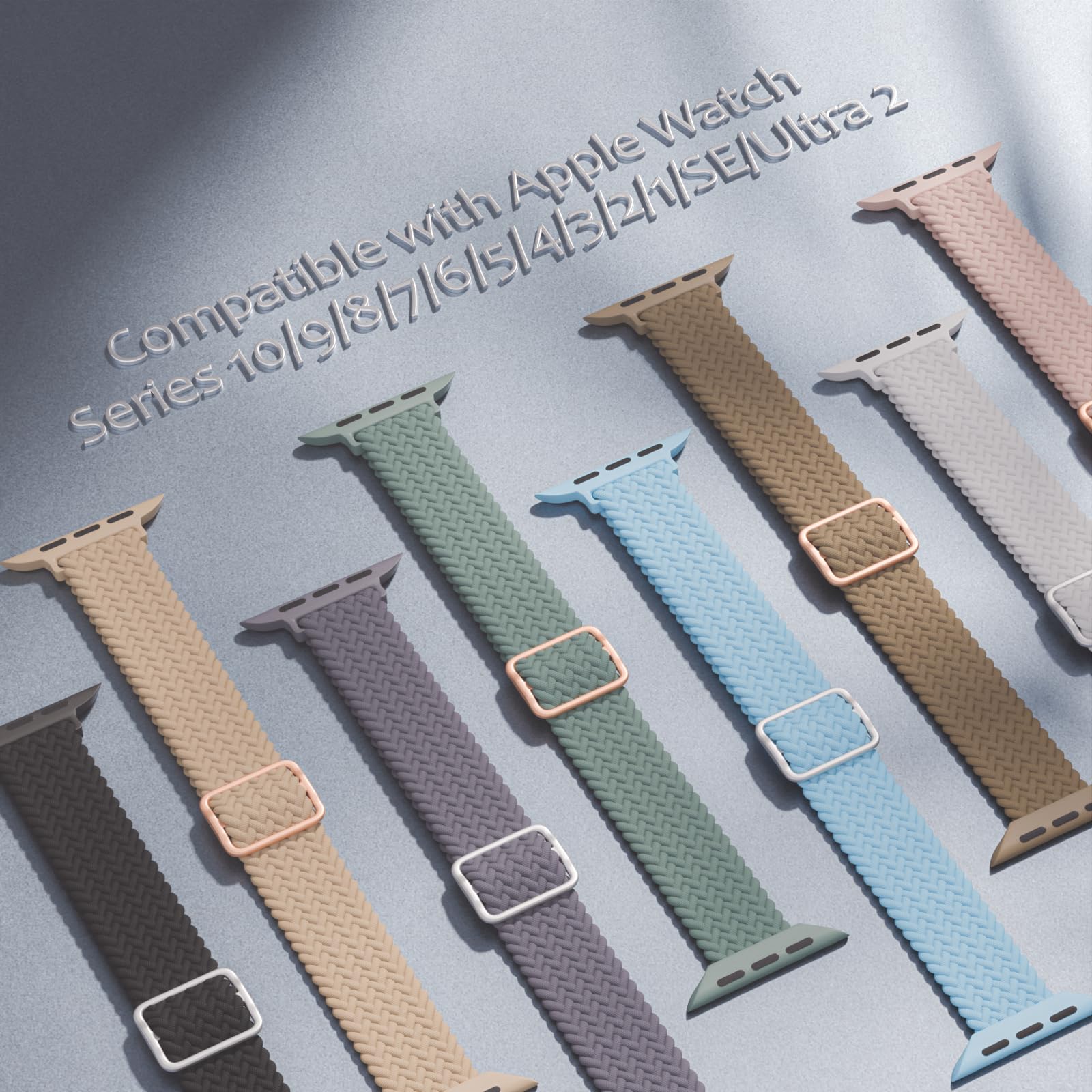 Paquete de 6 correas delgadas y elásticas trenzadas compatibles con Apple Watch de 38 mm, 40 mm, 41 mm, 42 mm, 44 mm, 45 mm, 46 mm, 49 mm, para mujeres y hombres, correas delgadas de nailon para