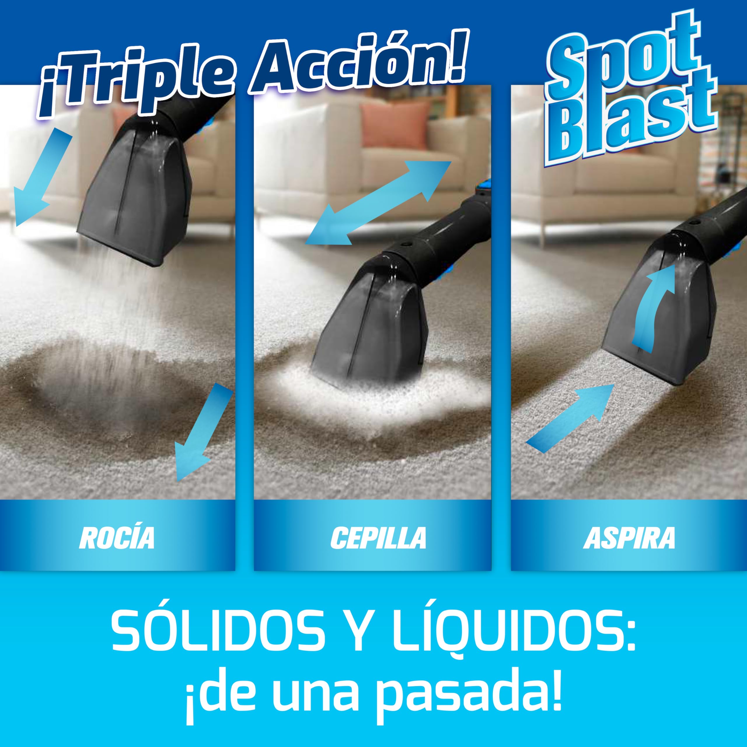 SPOT BLAST Aspirador Limpiador de Tapicerías 3 en 1 650W – Limpia Manchas en Sofás, Alfombras, Colchones, Asientos del Coche – Depósitos de Agua Limpia/Sucia Extraíbles, Portátil y Potente