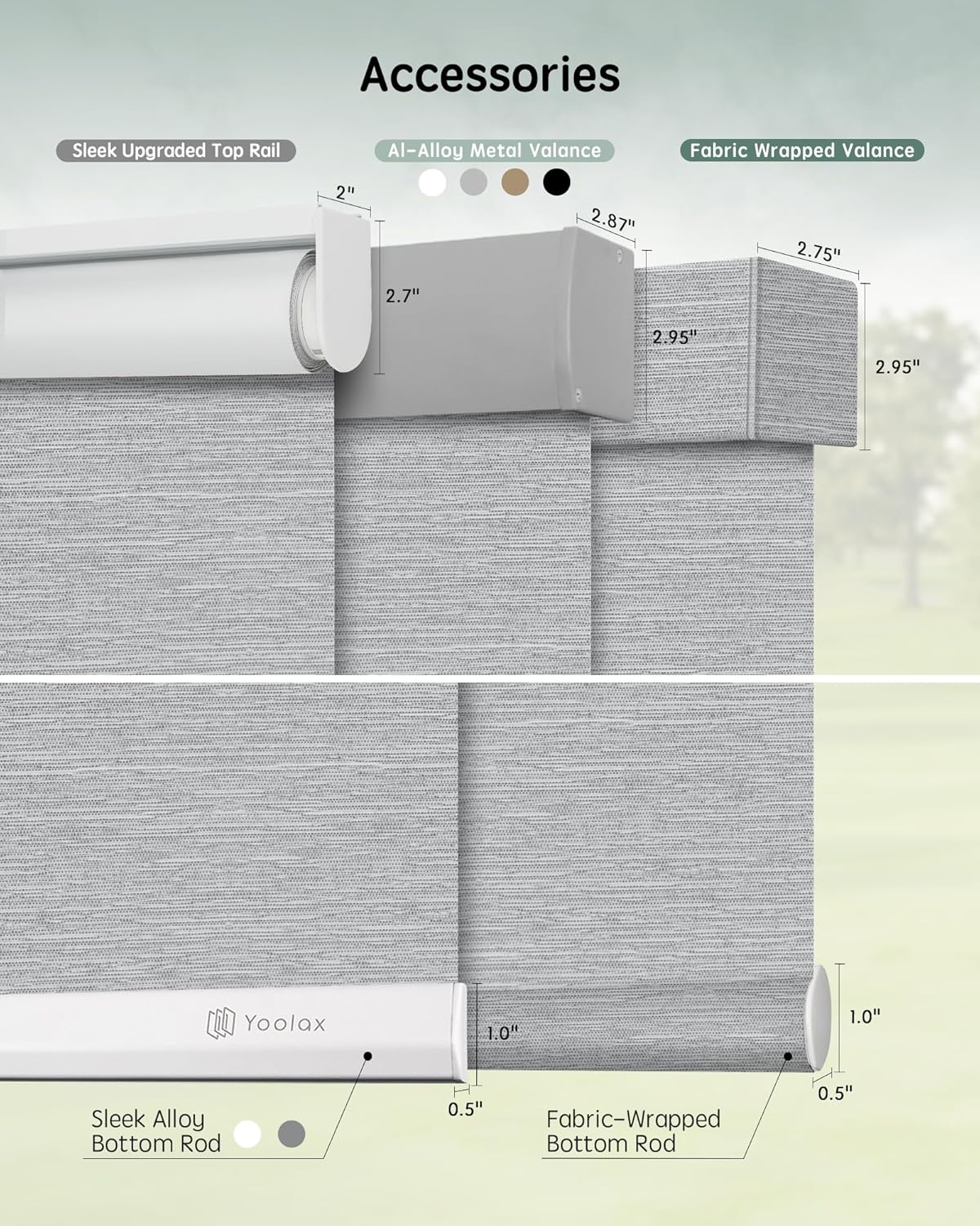 Yoolax Motorized Blinds with Remote, Blackout Smart Blinds for Windows Motorized Roller Shades, Automatic Window Shades Compatible with Alexa Custom Size (Foggy Gray)