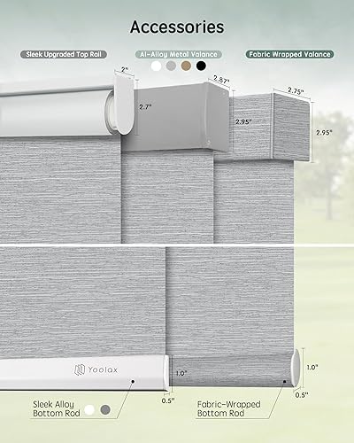 Miniatura 43 de Yoolax Persianas motorizadas con control remoto, persianas inteligentes opacas para ventanas, persianas enrollables motorizadas, persianas Tela