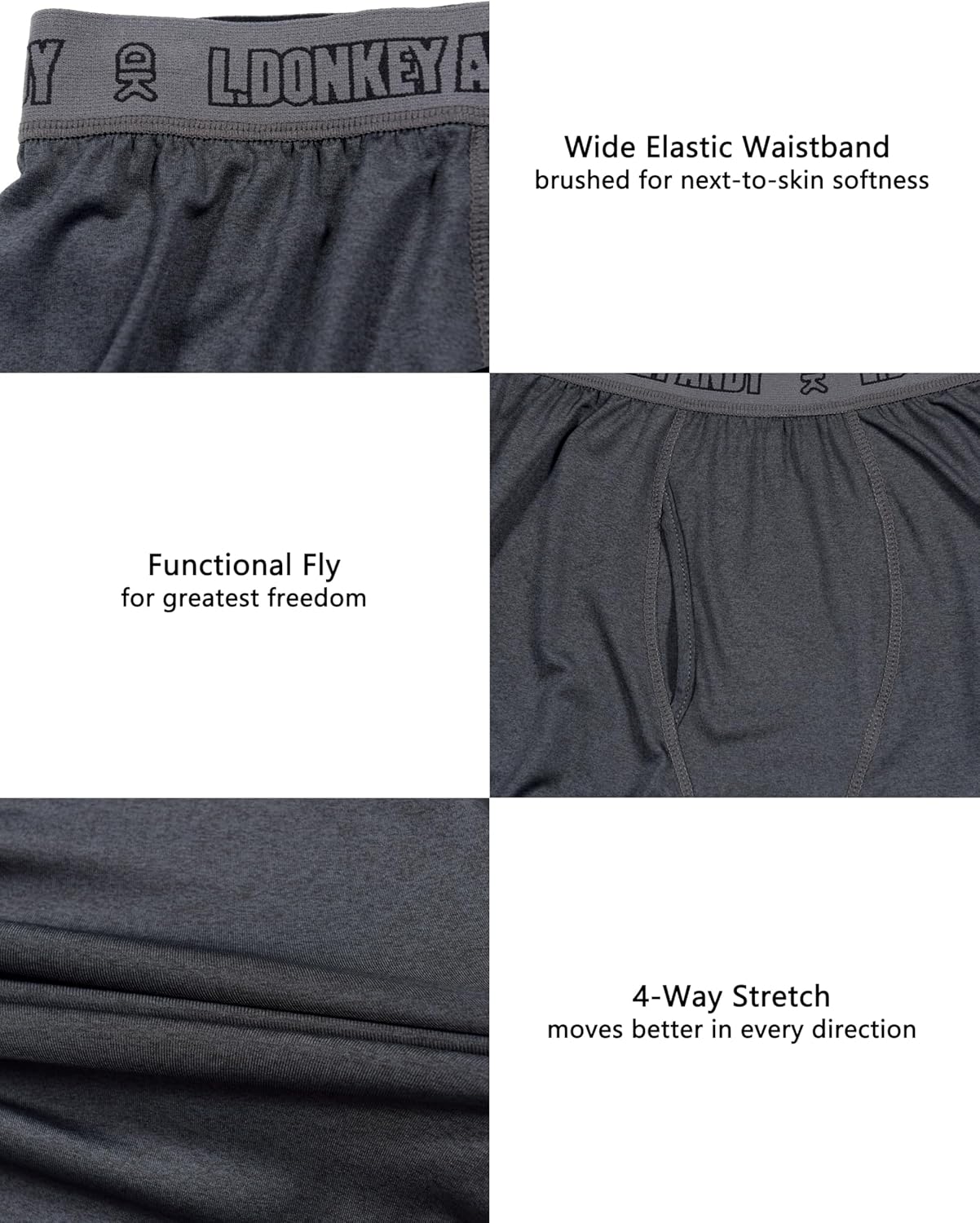 Little Donkey Andy Men's Thermal Underwear Set Performance Base Layer Wicking Active Long Johns Top & Bottom with Fly - Image 5