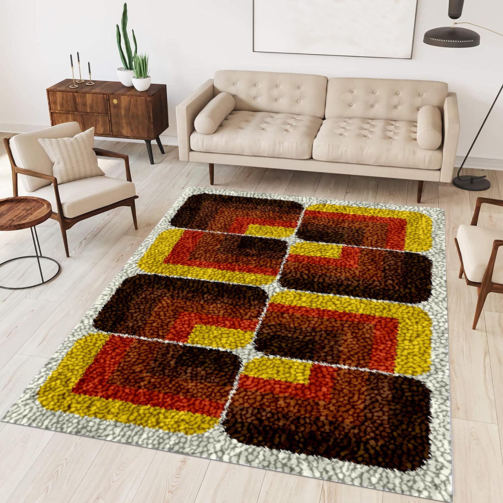 Tehocwiz Large Latch Hook Kits for Adults 55x75 cm Latch Hook Rug Kits Rug Making Kit for Adults Printed Color Canvas Crocheting Crafts Embroidery for Beginners
