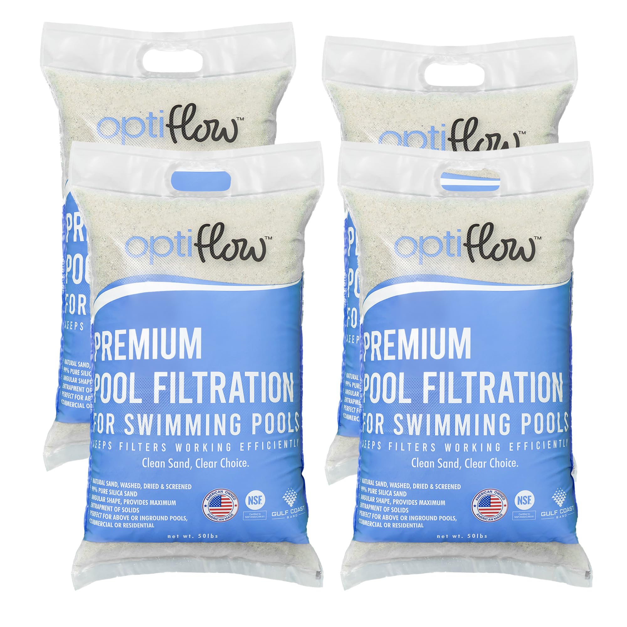 4-Pack Pool Filter Sand, Premium Filtration with Pure Silica Formula, 50 Lbs - Swimming Pool System Accessories and Supplies for Cleaning and Maintenance