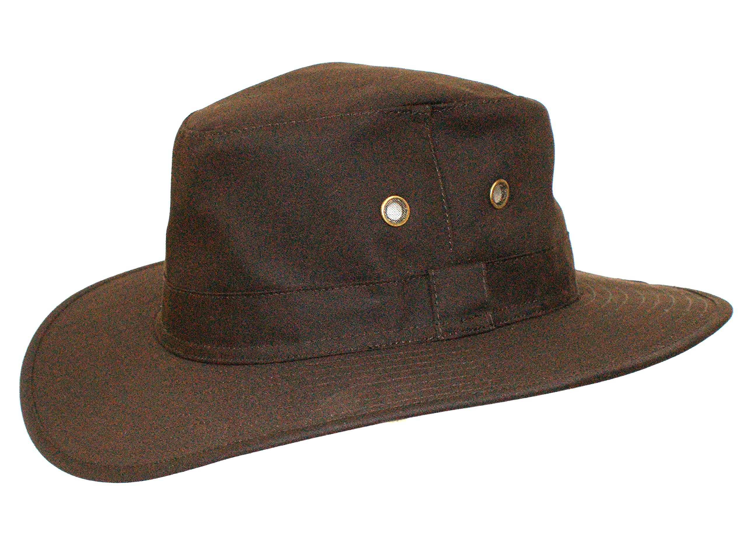 DH Men's Colombia Waxed Bush Hat Outdoor Ranger Water Resistant Wide Brim Fedora Boonie Hat (Brown, Medium)