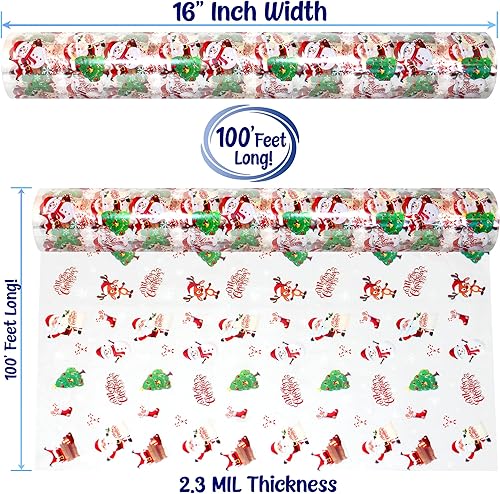 Miniatura 6 de AnapoliZ Rollo de celofán navideño  100 pies de largo x 16 pulgadas de ancho  2.3 mil de grosor transparente con copos de nieve  Regalos, cestas,