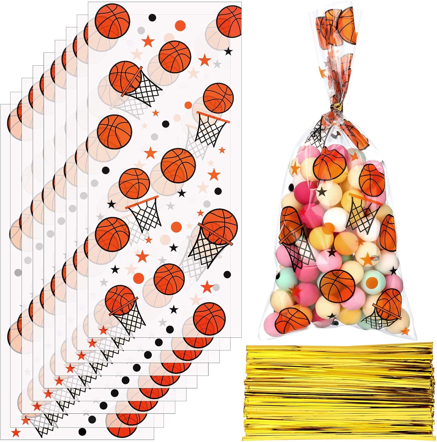 Zonon 100 Pieces Basketball Candy Bags Basketball Party