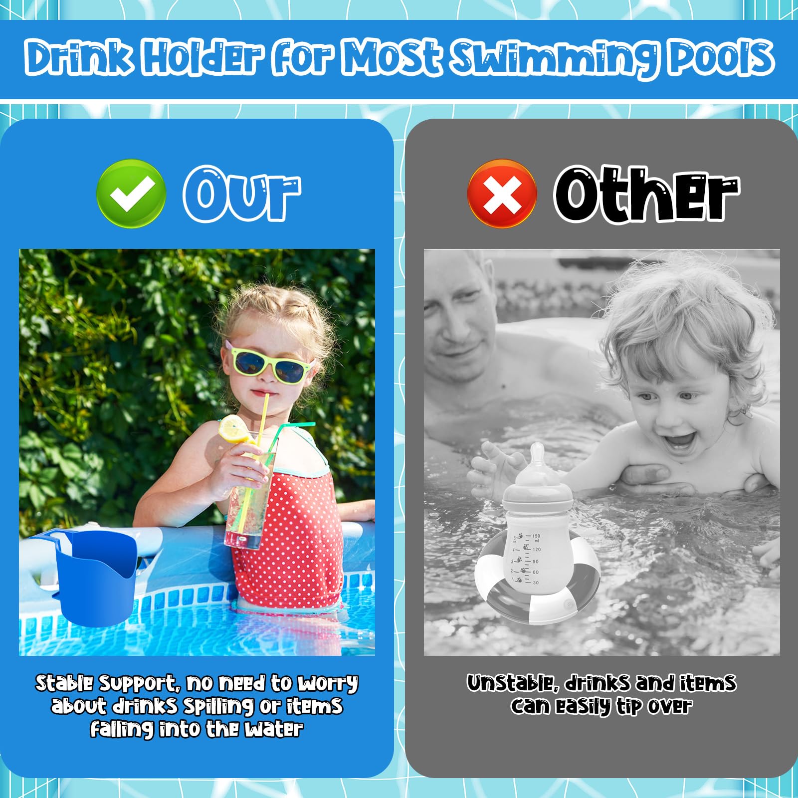 4er-Set Getränkehalter Für Den Poolrand – Praktische Hängehalter Für Drinks & Kleinigkeiten Am Becken