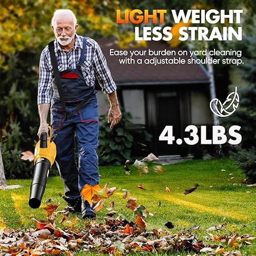 Miniatura 5 de Soplador de hojas inalámbrico - Actualización 2025 150000RPM y 3 niveles de velocidad Soplador eléctrico de hojas con 2 x batería de 4.0Ah y