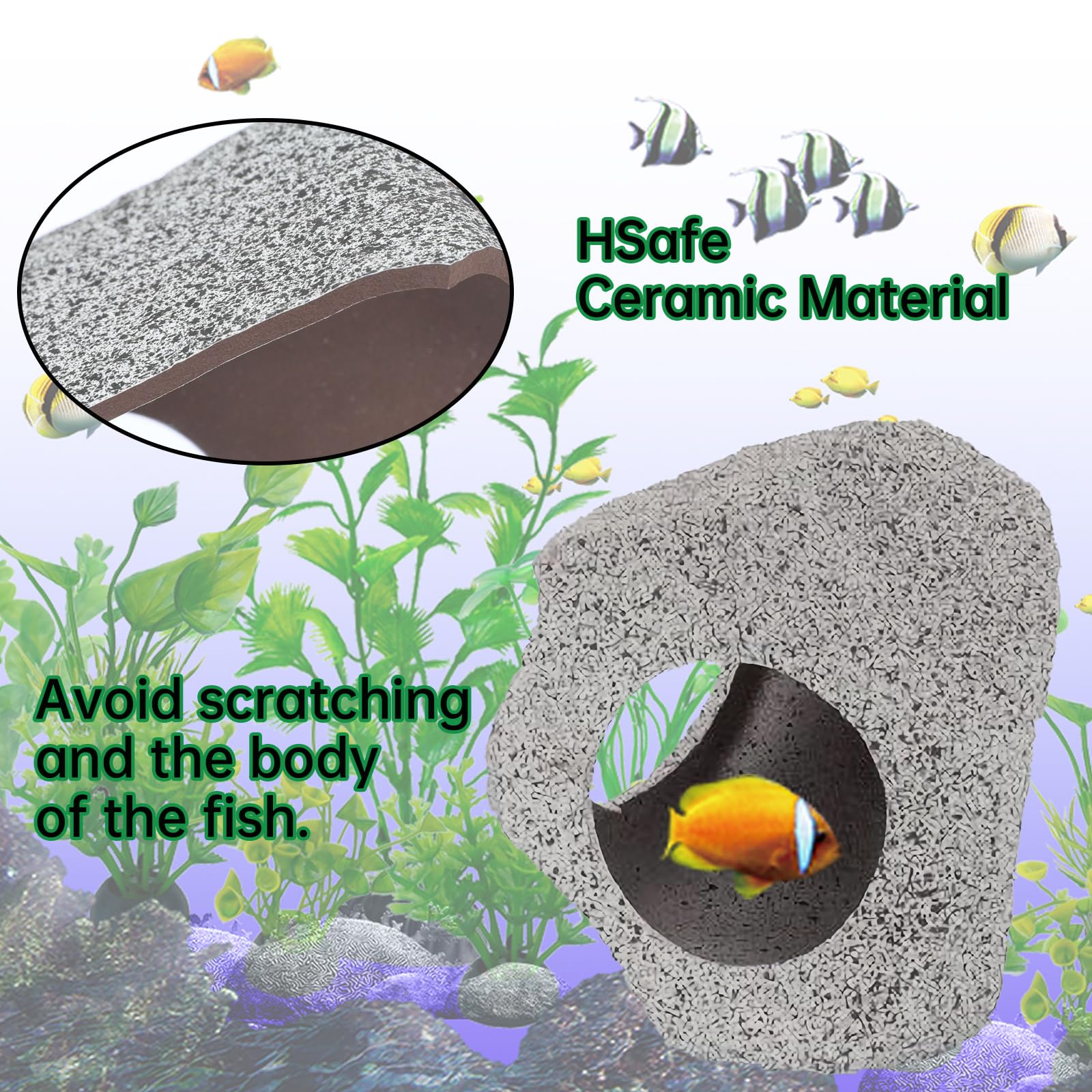 Roches pour Aquarium, Cachette d'aquarium pour Animaux pour Poisson à se Reproduire, Jouer et se Reposer, Petites Céramique Pierres Décoratives pour Aquarium (A)