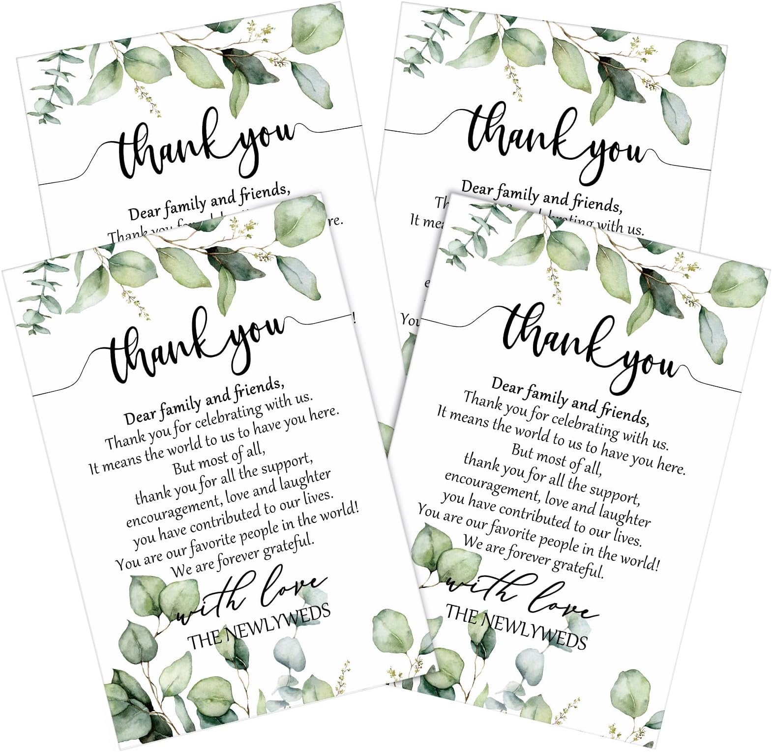 Chinco 100 Pieces Wedding Thank You Cards Thank You Place Setting Wedding Greenery Place Cards 4 x 6 Inches for Party Reception Rehearsal Dinner Bridal Shower (Eucalyptus)