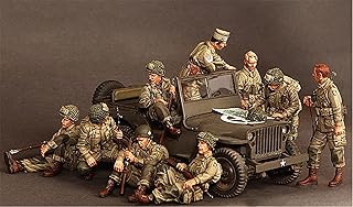 1/35 WWII U.S. Airborne Corps Resin Figure Kit Miniature Resin Kit //6L7-8 (unassembled and unpainted) (9 People, no car)