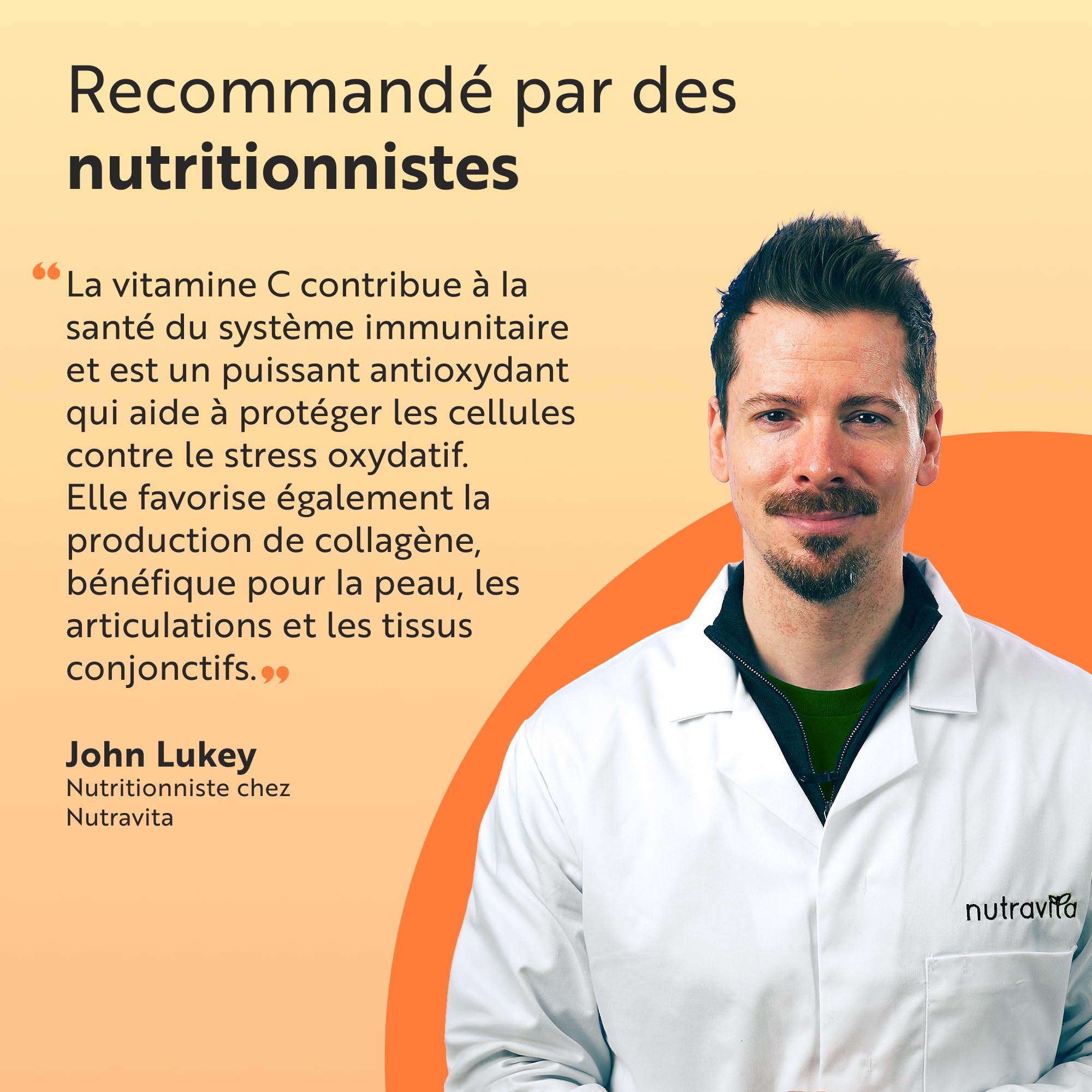 Nutravita Vitamine C 1000mg - Cure de 6 Mois, 180 Comprimés Vegan - Contribue à réduire la Fatigue, au Fonctionnement Normal du Système Immunitaire et à la Formation de Collagene - Vitamin C