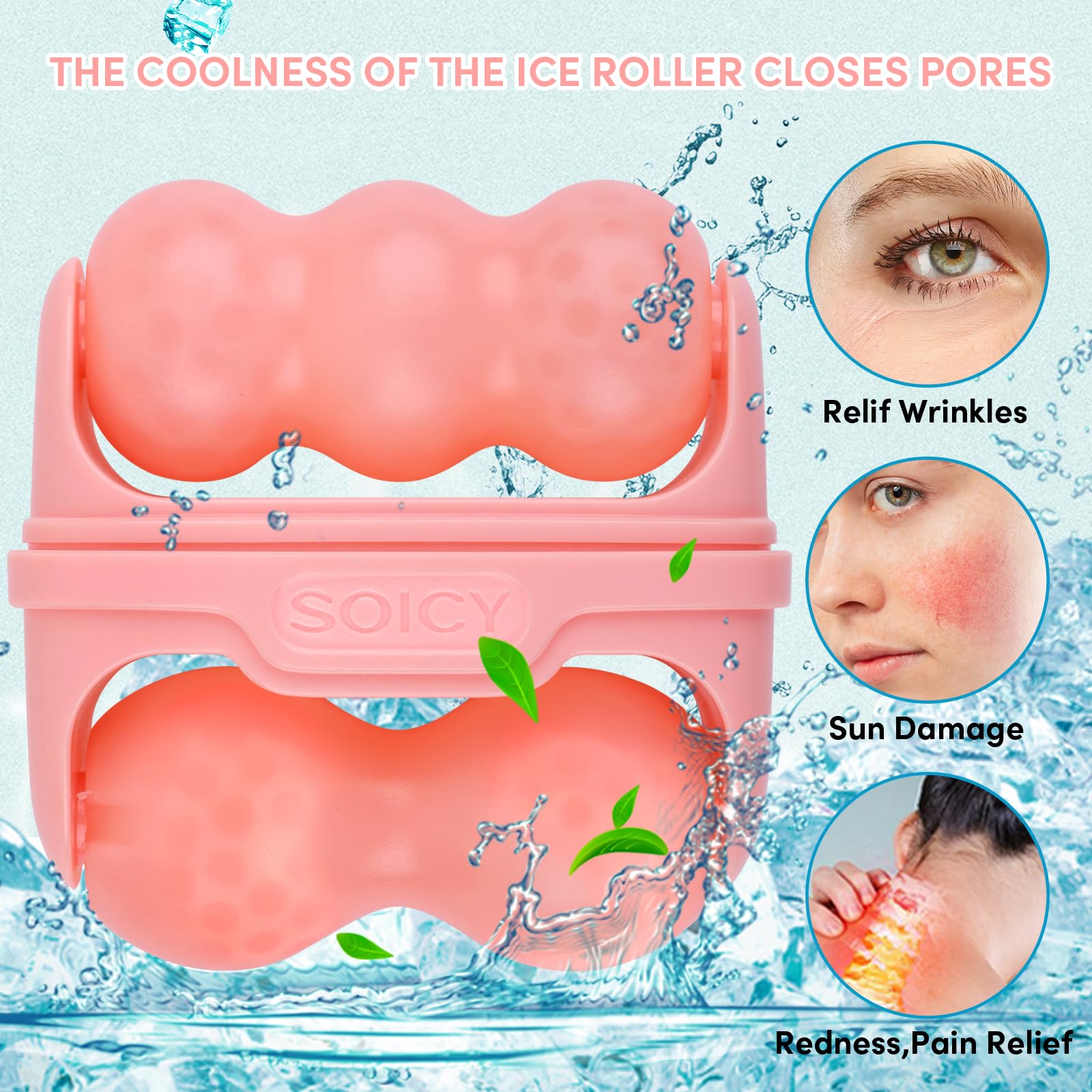 Fronnor Ice Roller for Face,Eyes,Cooling to Tighten Brighten Complexion, Soothing Skin Care Tool, Massager Under Eye Puffiness,Gift for Women