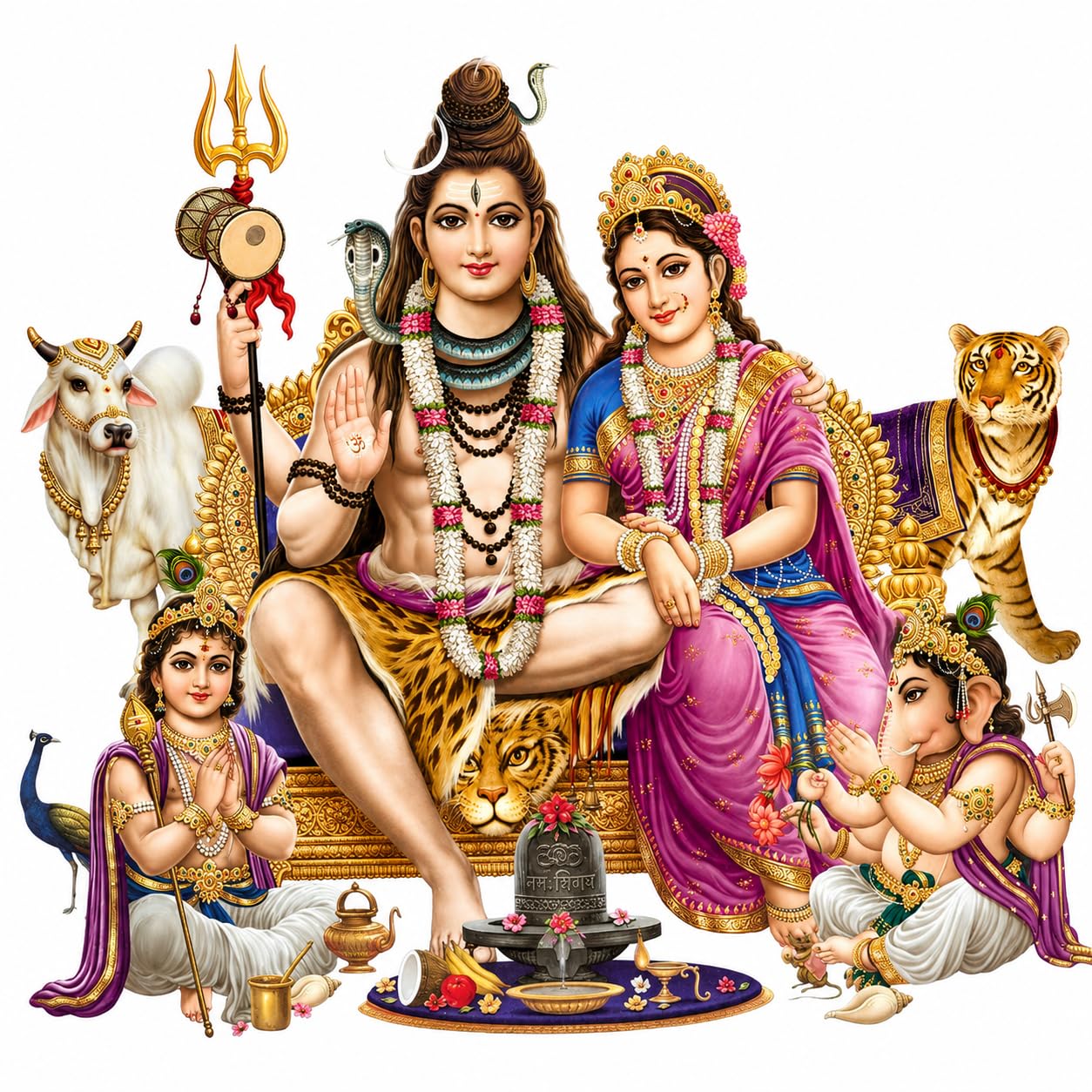 DreamKraft Shiv pariwar Multicolour Vinyl Size 56 cm X 61 cm Wall Sticker-image-1