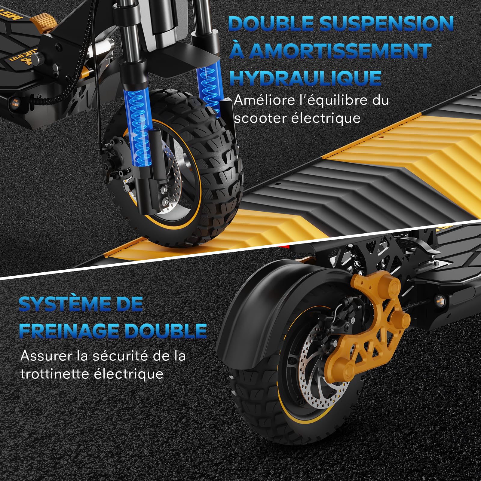 Trottinette Électrique, Adulte Trottinette Pliable, Batterie 48v 20.8Ah, Autonomie Max 70-80KM, Pneus Tout-Terrain 11 Pouces, 3 Modes De Vitesse, Écran Intelligent