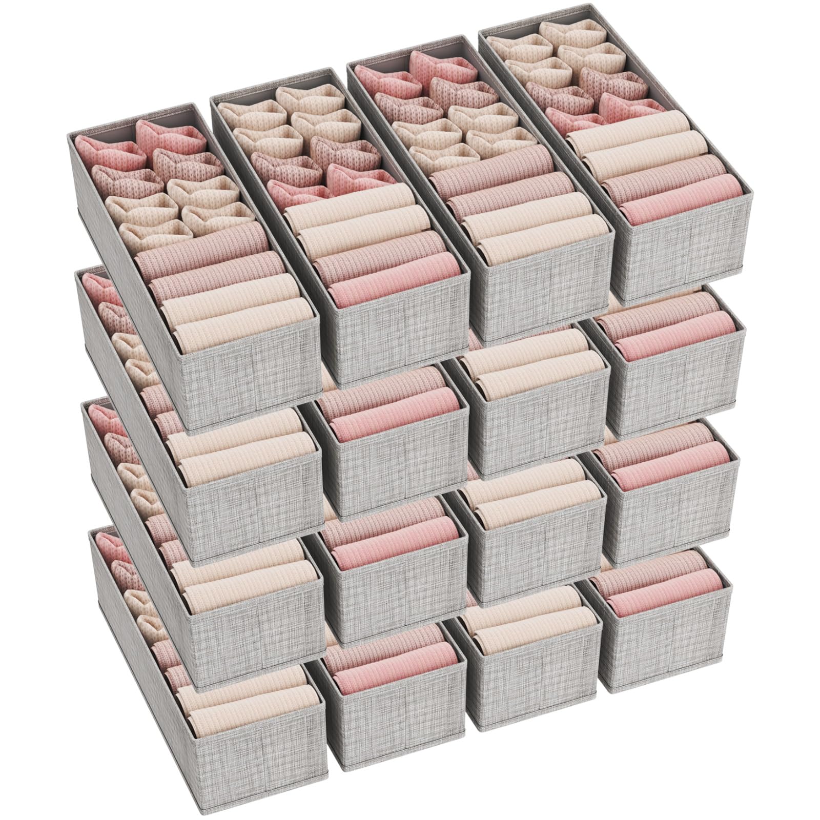 Lifewit Juego de 16 organizadores dobles Hemnes para cómoda con base estable, organizador de armario, cajones, sistema de organización para cambiar pañales, ropa infantil, camisetas, ropa interior