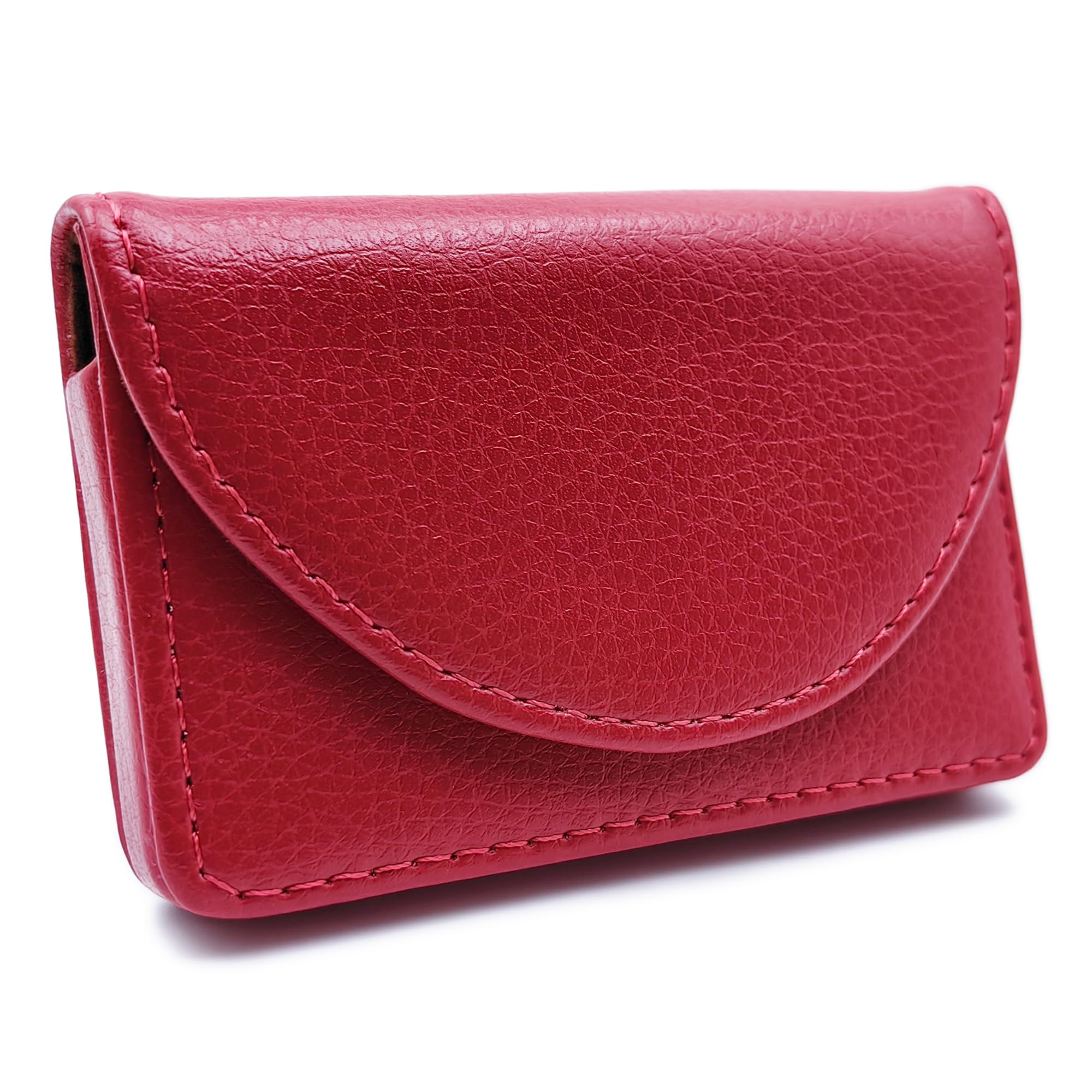 AI-DEE RFID Blocking Card Holder - Leather Card Case and Front Pocket Wallet with Magnetic Shut - Red