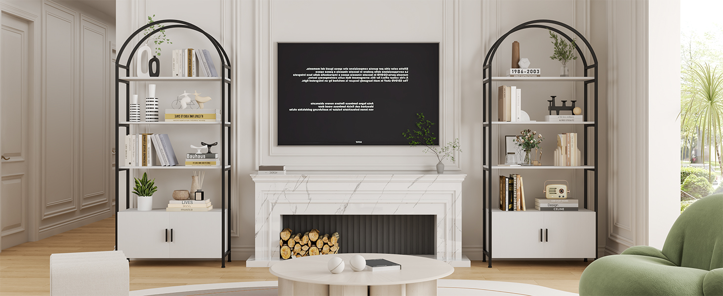 Amazon.com: Jehiatek Arched Bookshelf, Bookcase with Doors