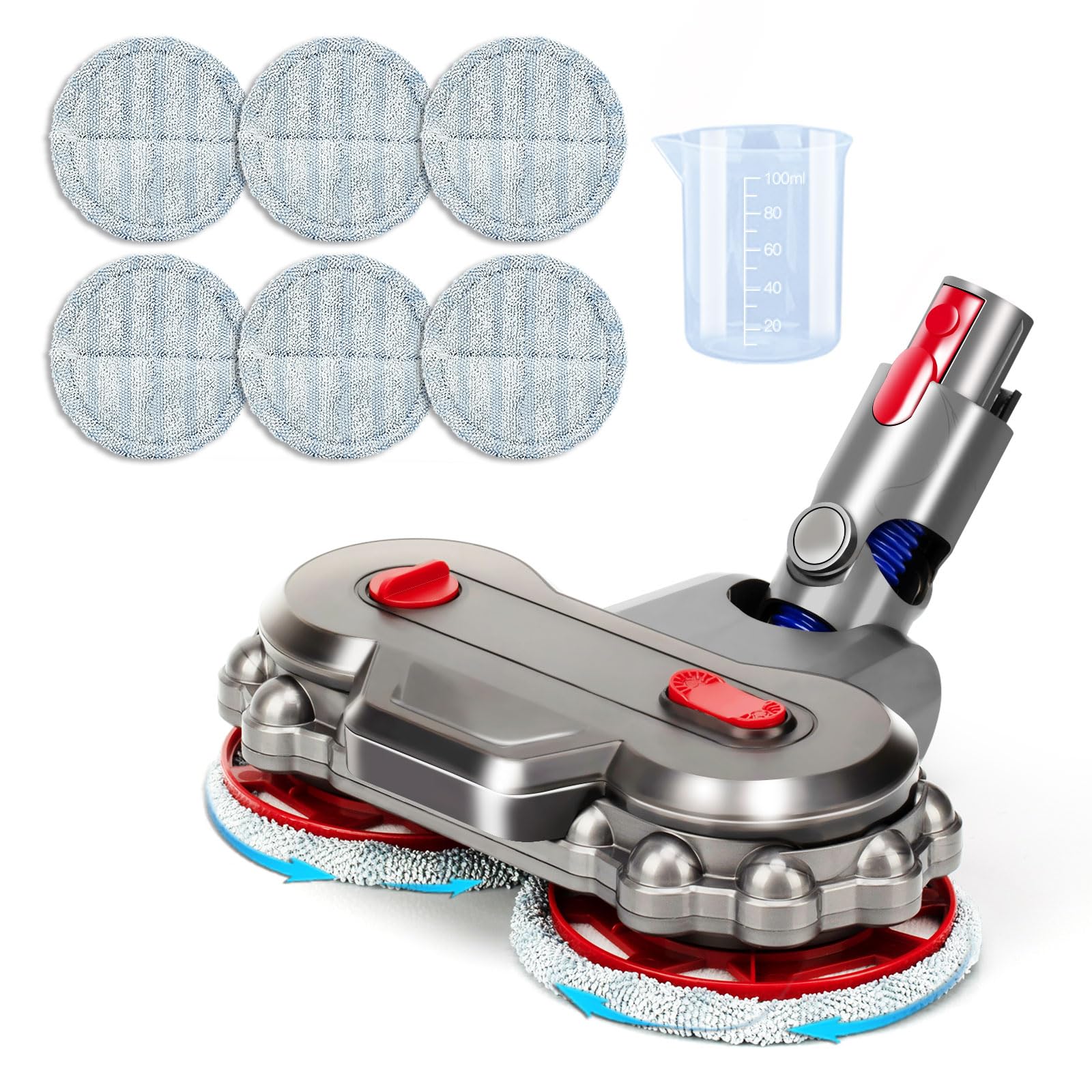 Wet Mop Head Attachment for Dyson v15 v7 v8 v10 v11, Hardwood Floor Mopping Cleaning for sv10 sv11 sv12 sv14 Vacuum Attachments with 6 Pads 【2026 New】 v10 Slim, v12 and sv18 NOT Compatible