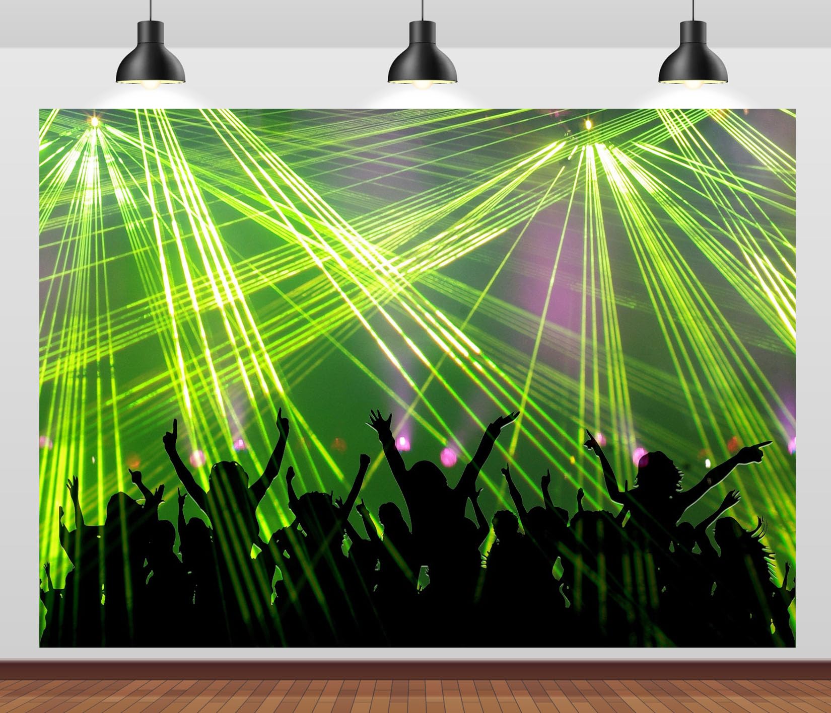12x10FT Multitud Concierto Láser Verde Fondo Fotográfico