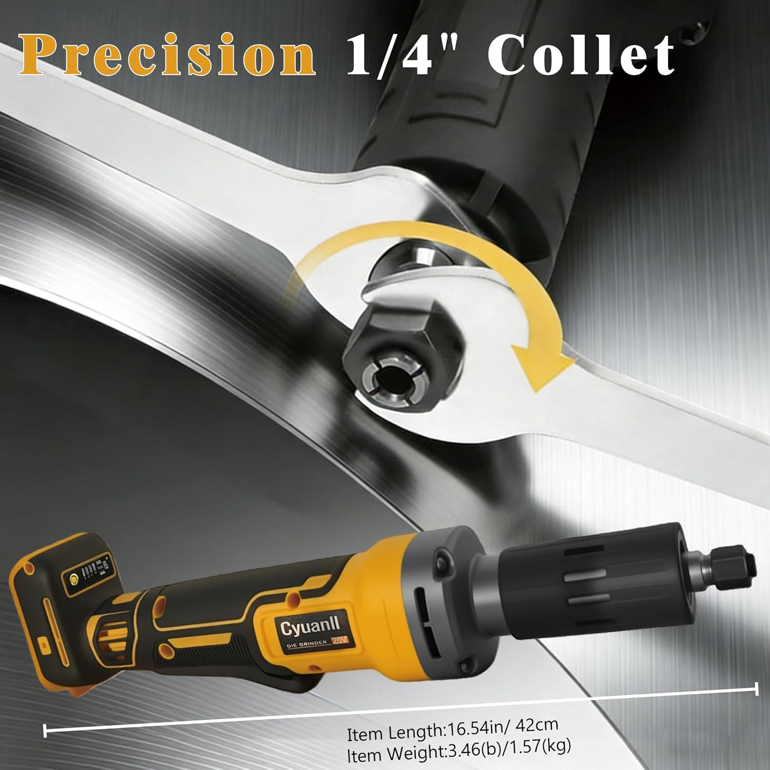 Upgraded Cordless Die Grinder Compatible with Dewalt 20V MAX Battery,Electric Grinder with 28000 RPM Brushless Motor,1/4" Precision Chuck, for Rust Removal, Grinding, Polishing (Battery not Included)