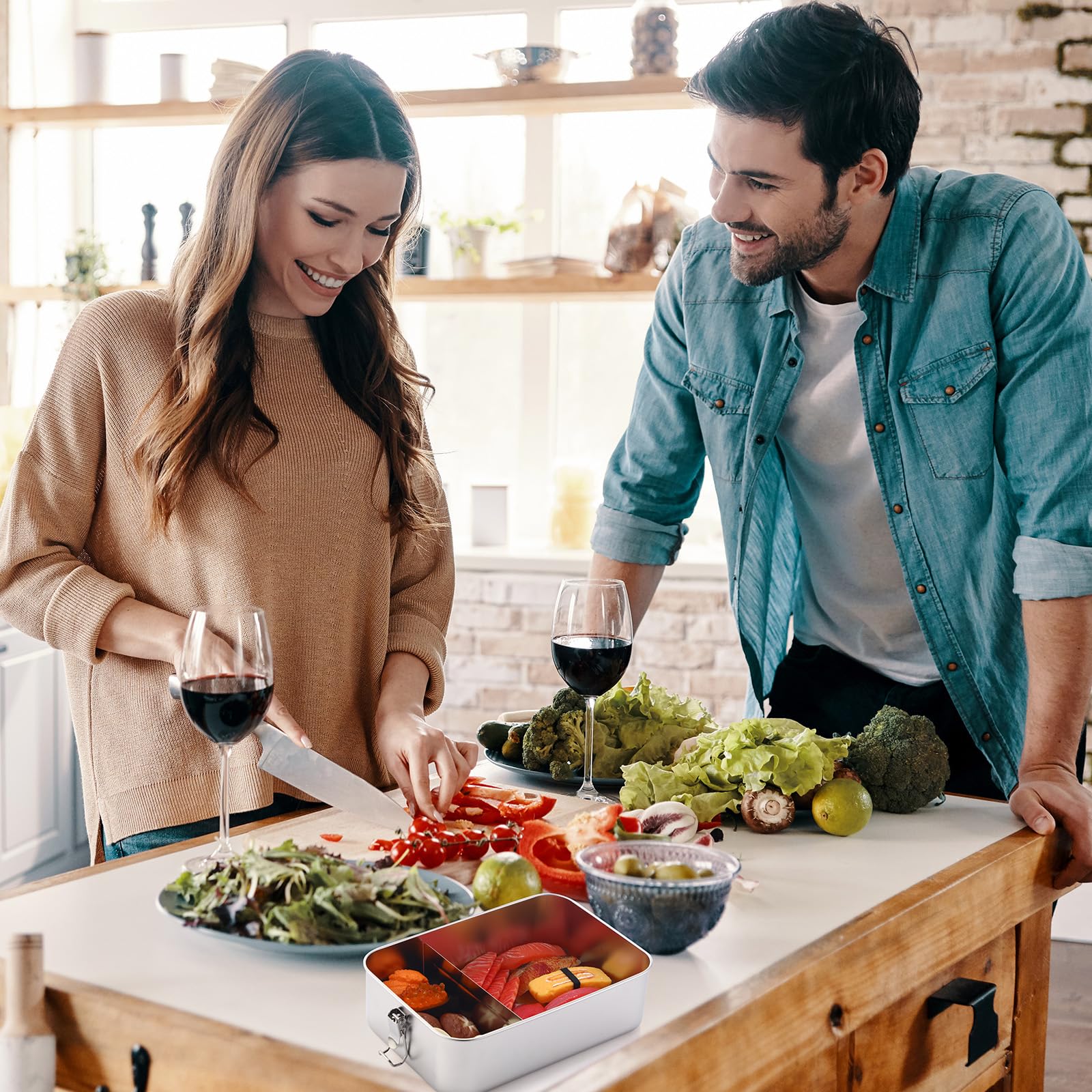 Metalowe pojemniki na lunch Bento Box, 4 szt. pojemniki do przechowywania żywności ze stali nierdzewnej – szczelne zamykane klipsy, pudełka na przekąski wielokrotnego użytku do pracy i na