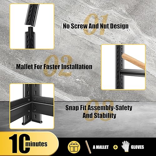 Miniatura 7 de Estantería de garaje resistente de 40 pulgadas de ancho, estantes de almacenamiento de garaje de 2250 libras, estantes de almacenamiento