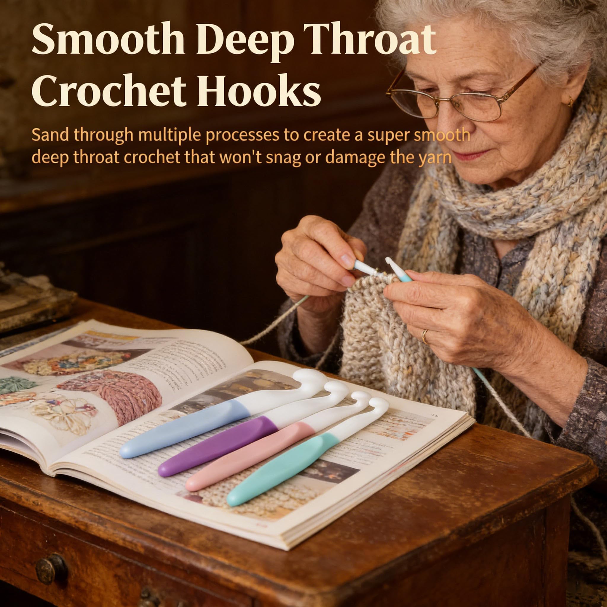 4 Sizes Large Crochet Hooks Set 8mm 10mm 12mm 15mm, Long Ergonomic Rubber Handle Crochet Needles for Chunky Yarn — view 6