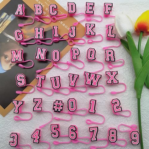 Miniatura 4 de 37 fundas de silicona con diseño de letras rosadas para sorbetes de animales, tapas para vasos, pajitas reutilizables, lindas puntas de popote