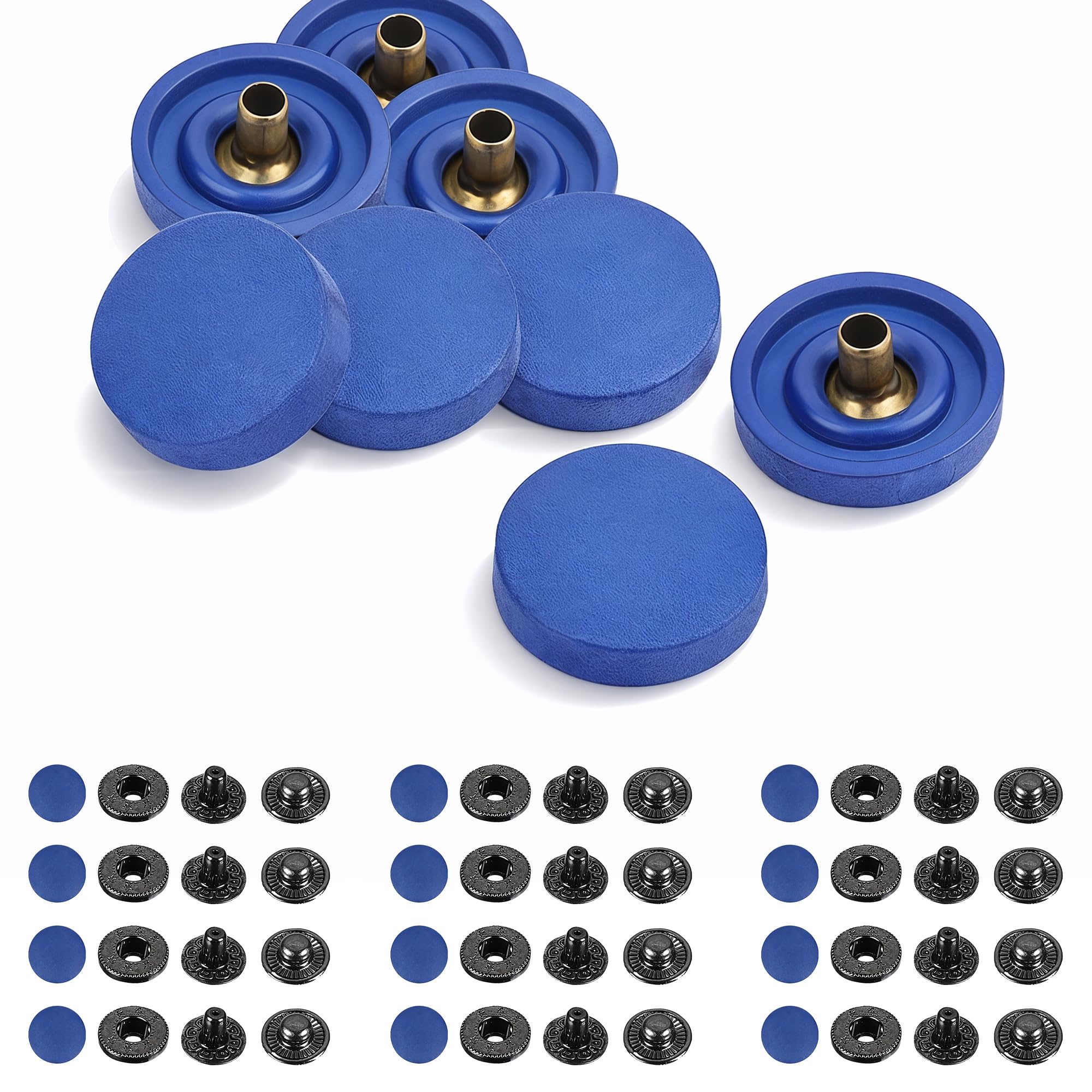 Boutons-pression à ressort en S 15 mm bleu marine en métal lot de 100