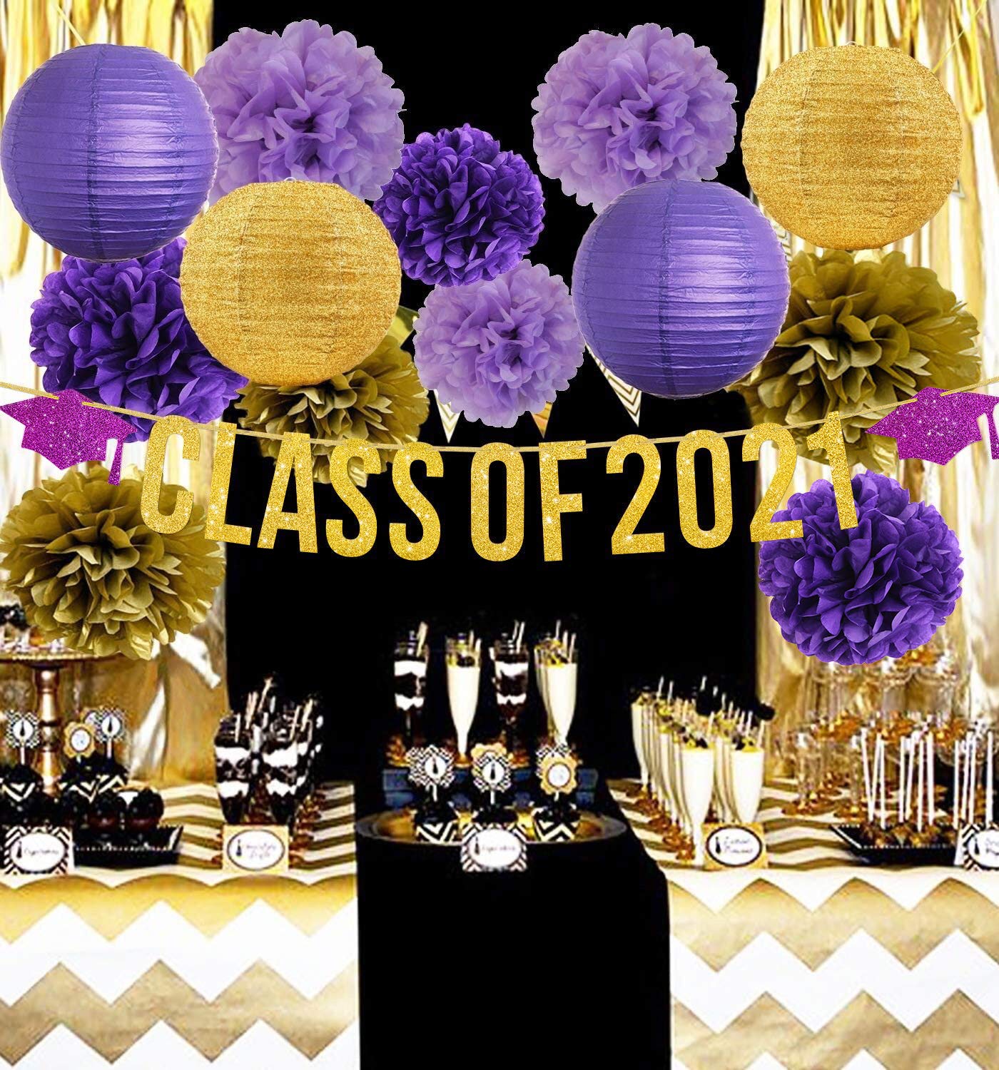 Graduation Decorations 2021 Purple Gold/Class of 2021 Graduation