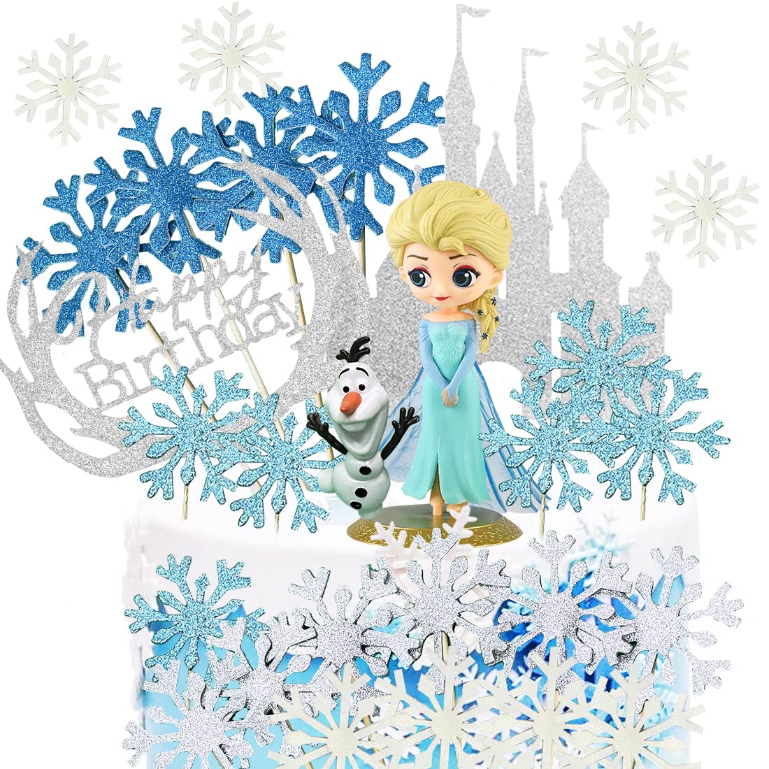 Figures for Cake, 24 Pieces Cake Ice Princess Figures Set, Princess Cake Topper Figures Frozen Cake Decoration for Party Cake