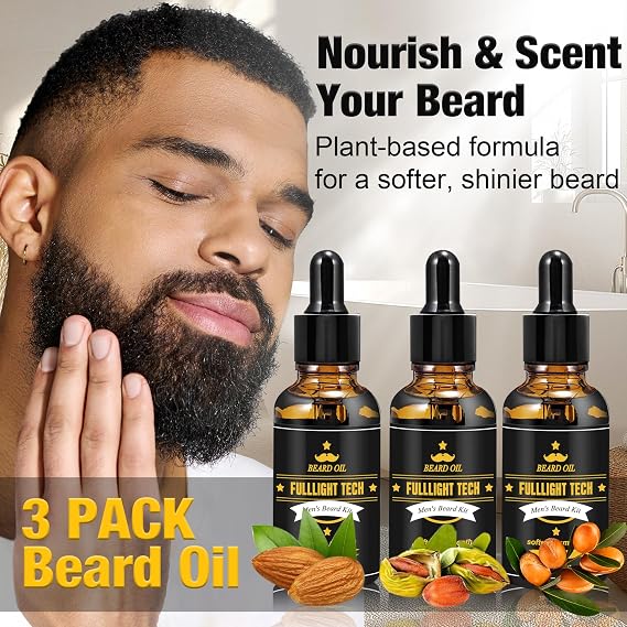 Beard Kit,10-Piece Men Gift Set with 3 Beard Oil Scents,Soothes Beard Itch | Soften & Nourish Beard,Reduce Dryness for Healthier Look,Ideal Gift for Dad, Husband & Boyfriend for Birthday & Christmas