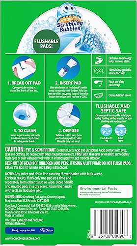 Miniatura 3 de Scrubbing Bubbles Fresh Brush - Almohadillas de repuesto desechables para sistema de limpieza de inodoro, aroma cítrico y limpiador de inodoro, 10
