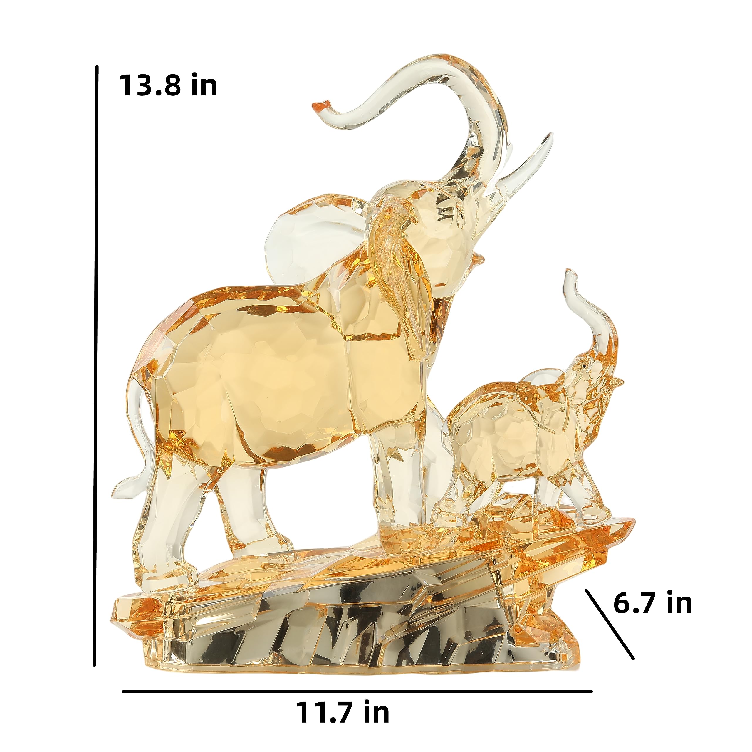 Estatua de elefante acrílico para madre y bebé, figura de elefante africano con tronco de la suerte Feng Shui, figuras coleccionables para decoración del hogar, regalos para mamá, 13.87
