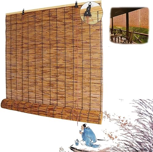 Persianas enrollables, cortinas enrollables de bambĂş retro, impermeables, con varillas de bambĂş, para privacidad en interiores y exteriores, Persianas enrollables, cortinas enrollables de bambĂş retro, impermeables, con varillas de bambĂş, para privacidad en interiores y exteriores,