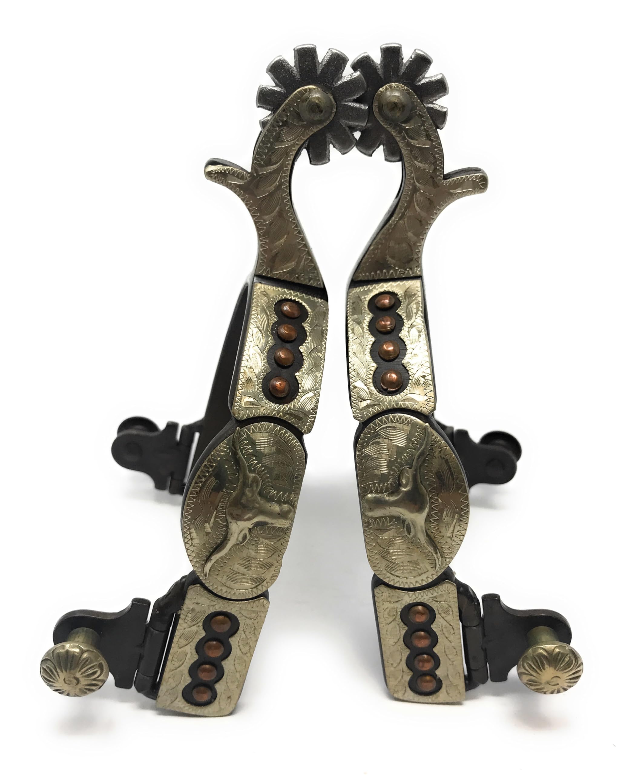 AJ Tack Men's Antique Brown Longhorn Engraved Spurs