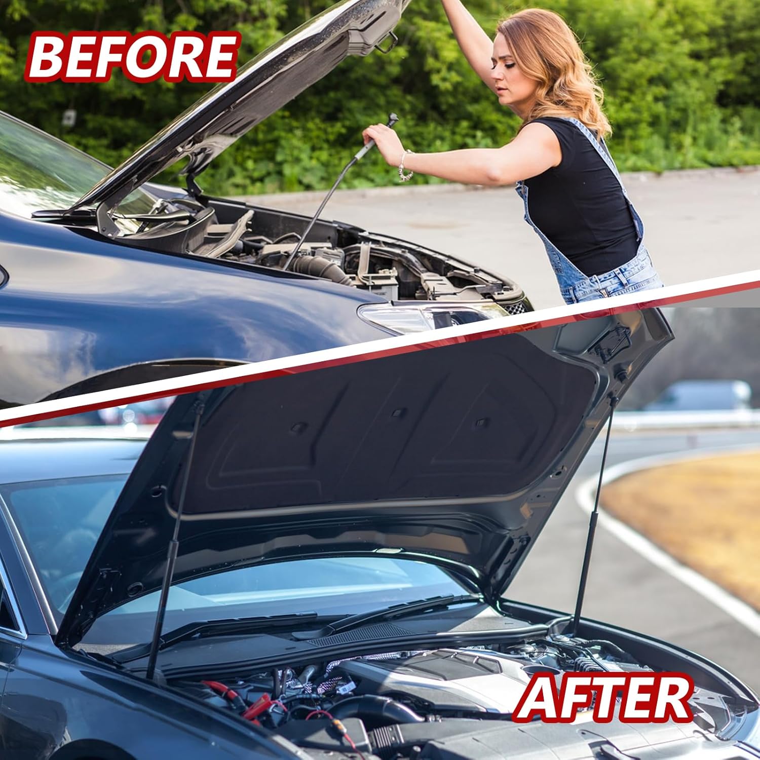 Hood Struts for Jeep Wrangler JK & JKU (2011-2018) | Heavy Duty Gas Spring Lift Support Kit | Prop Rod Replacement