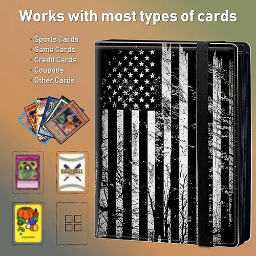 Miniatura 10 de Carpeta para tarjetas coleccionables, soporte para 4 bolsillos, 400 tarjetas, bolsillos de doble cara, funda para tarjetas deportivas de tamaño