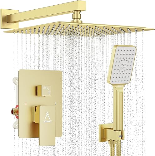 Sistema de ducha moderno de lluvia de 12 pulgadas, juego de grifo de ducha de latón con válvula y desviador, mezclador de ducha con ducha cuadrada disponible en Yaxa Costa Rica