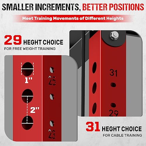 Miniatura 7 de DP01 - Jaula de potencia, estante para sentadillas de 2000 libras con cable cruzado y sistema de polea doble independiente, jaula completa para